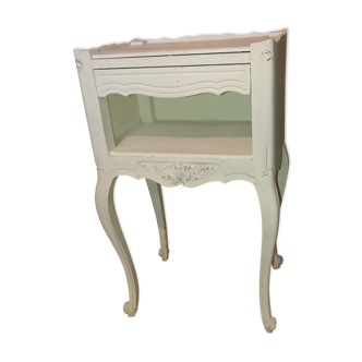 Table de chevet bois blanc haute style Shabby