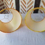 Paire d'abats jour vintage jaune orange pour suspension 1970