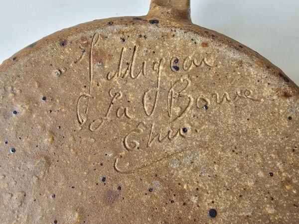 Ancienne Gourde bouteille en grès signée Jacques Migeon LA BORNE (Cher)