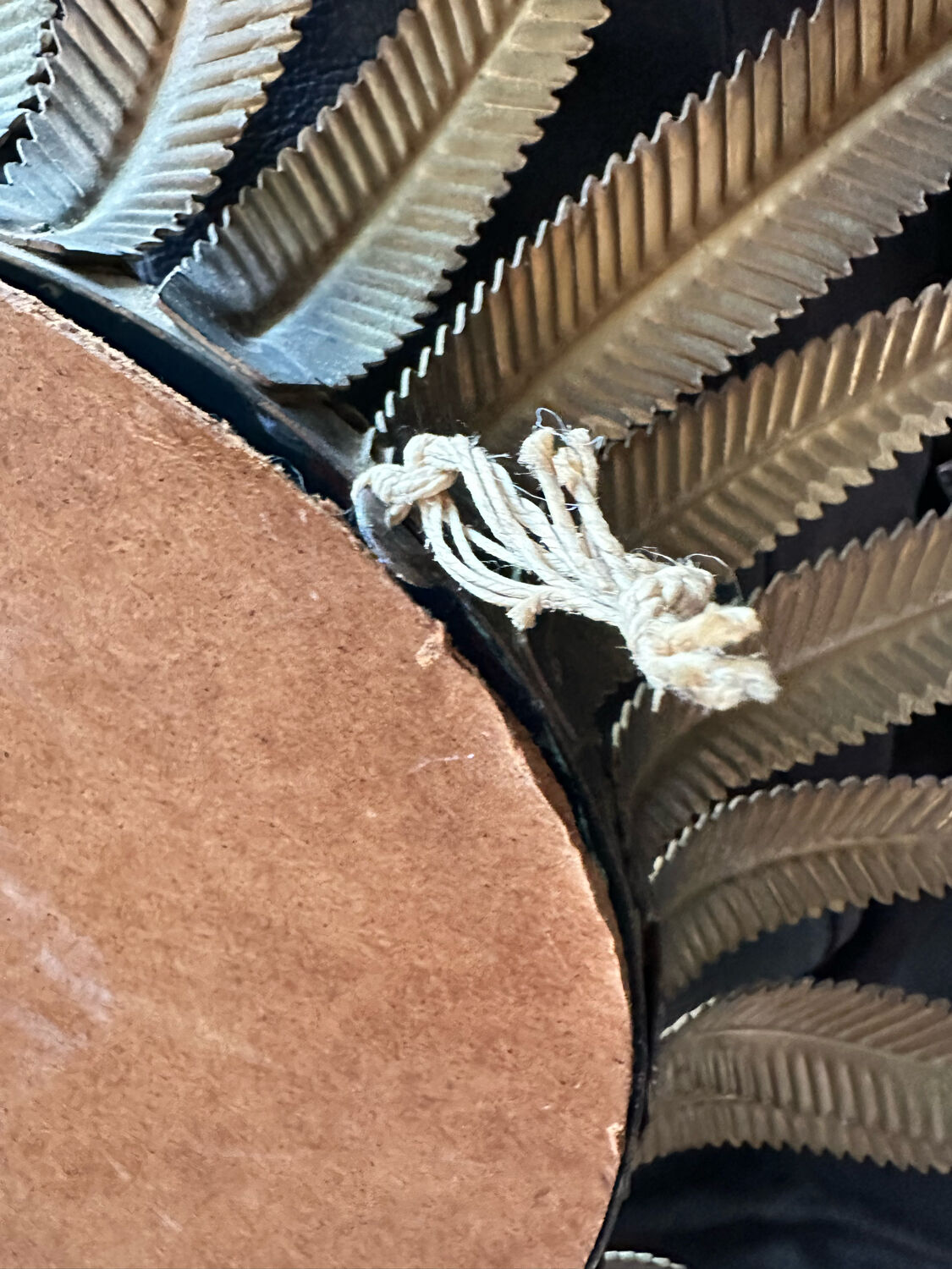 Vintage copper metal sun mirror oval shaped from the 1960s