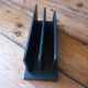 Vintage letter holder in black leather relief office accessory