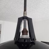 Industrial hanging lamp in black and white enamelled sheet 1950