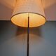 Vintage tripod floor lamp in black lacquered metal and brass, 50s