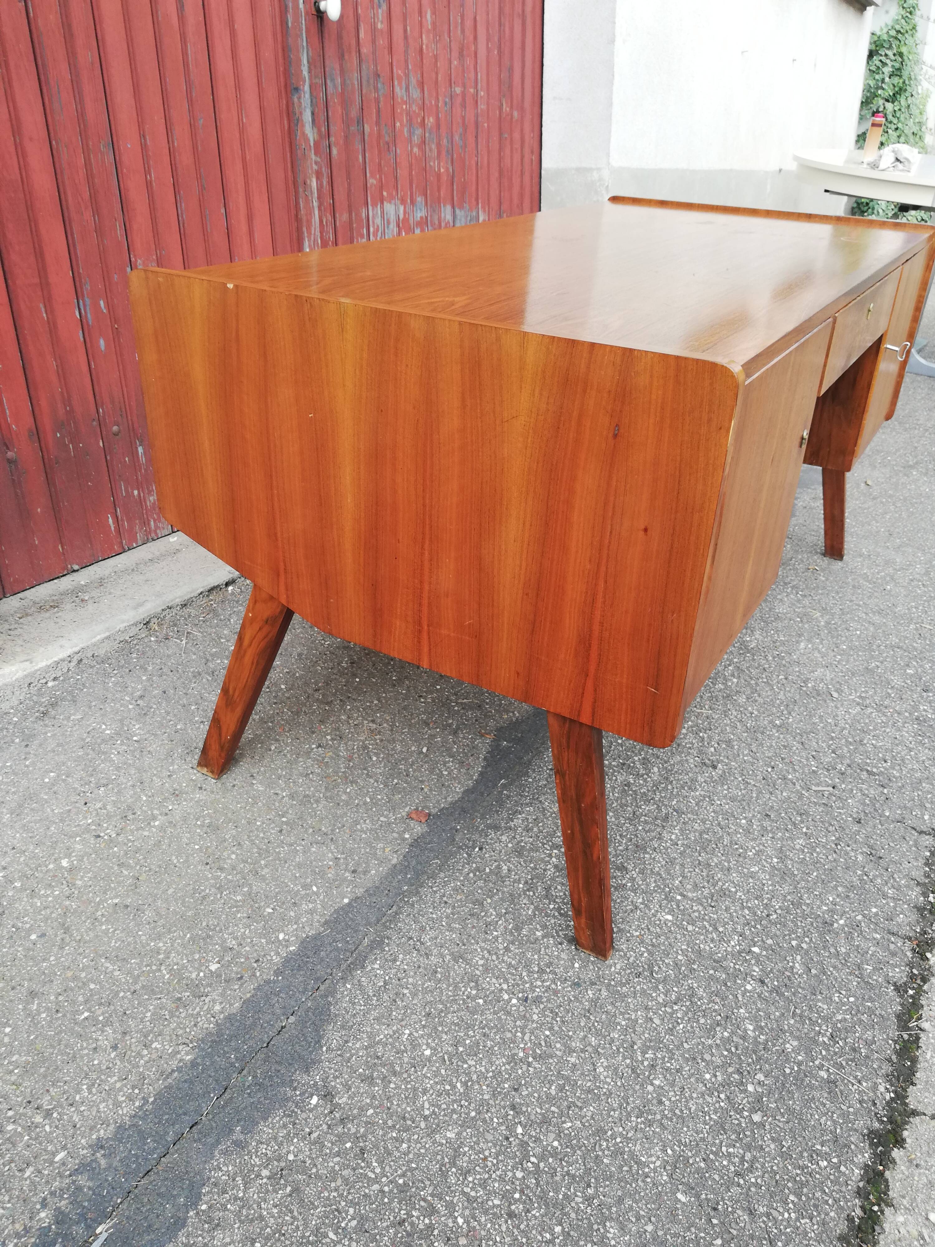 Vintage desk 2 doors 1 drawer compass feet