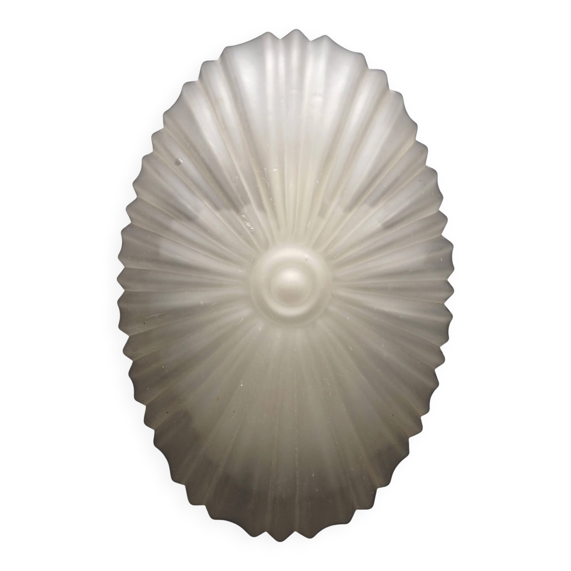 French Vintage 1970s White Opaque Glass Single Wall Light – Art Deco Style