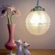 Vintage art deco globe pendant light in pink and gold Clichy glass
