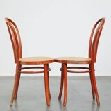 Super charming set of 2 red vintage Thonet design bistro chairs