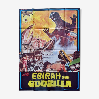 Original vintage ebirah movie poster against Godzilla 120x160 cm