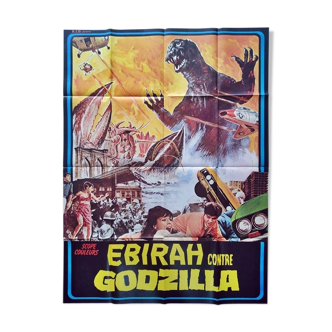 Original vintage ebirah movie poster against Godzilla 120x160 cm