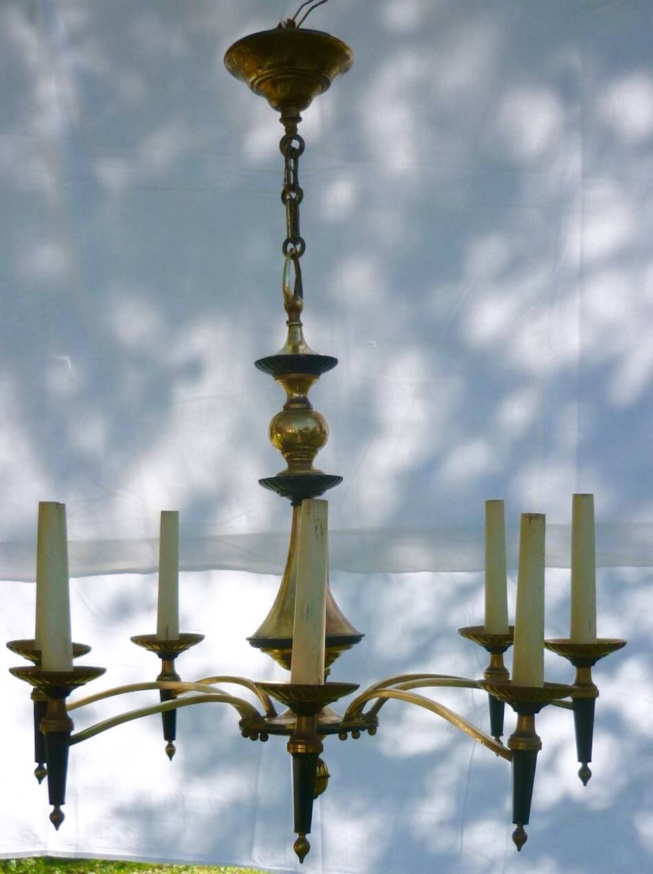 Empire chandelier in bronze and gilded brass