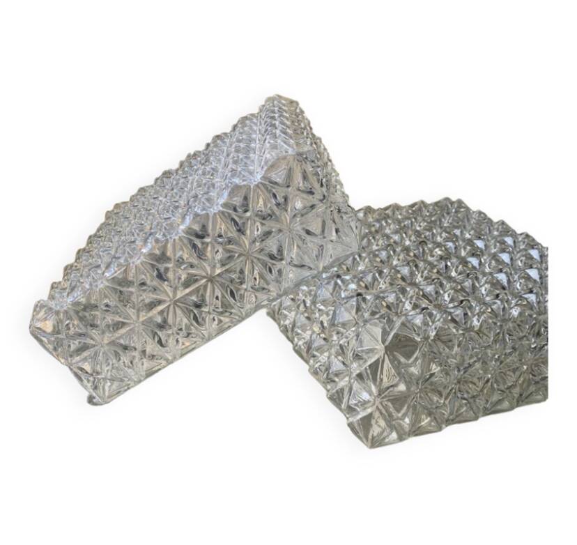 Ceiling light, square wall light in chiseled glass