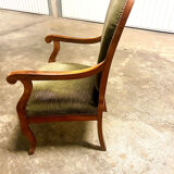 Authentique fauteuil Voltaire Louis-Philippe en noyer massif