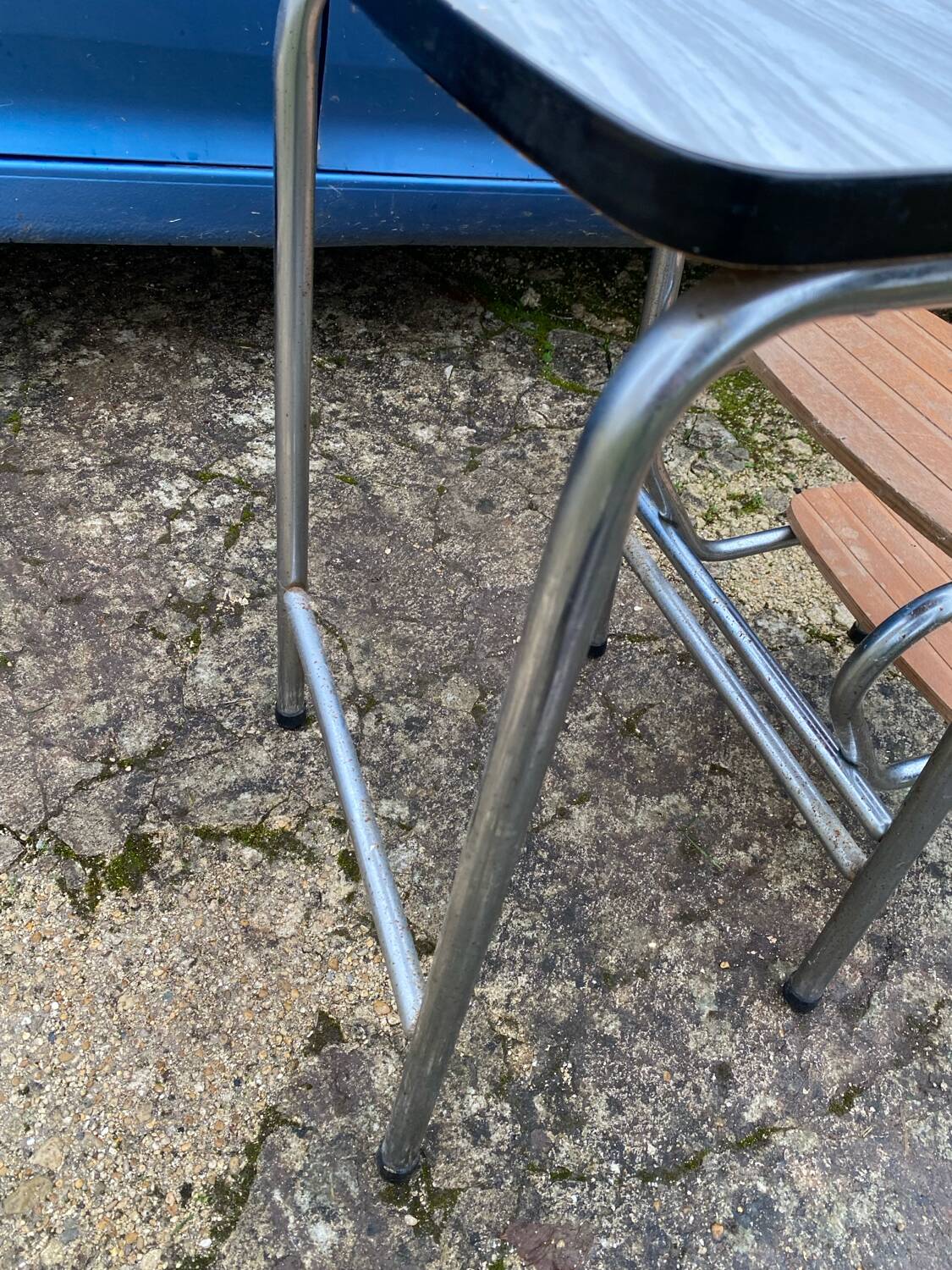 Modular white formica folding step stool from the 70s