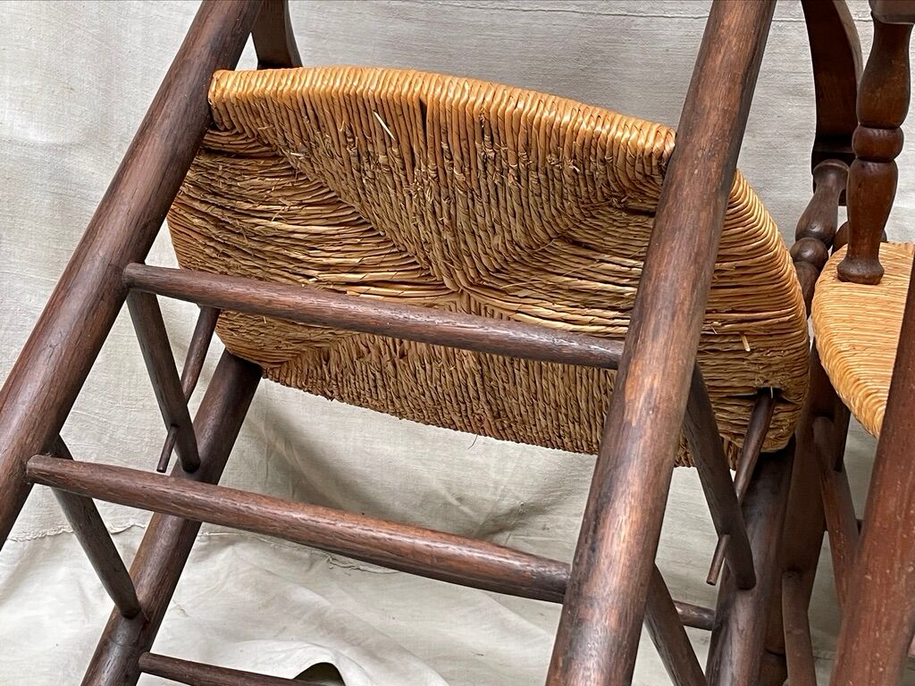 Pair of straw armchairs