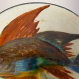 Ceramic dish, enameled terracotta, signed Puigdemont, 1960s, fish