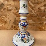 Old candle holder r. delarue rouen decor white ceramic painted vintage