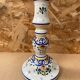 Ancien bougeoir r. delarue décor rouen céramique blanche peinte vintage