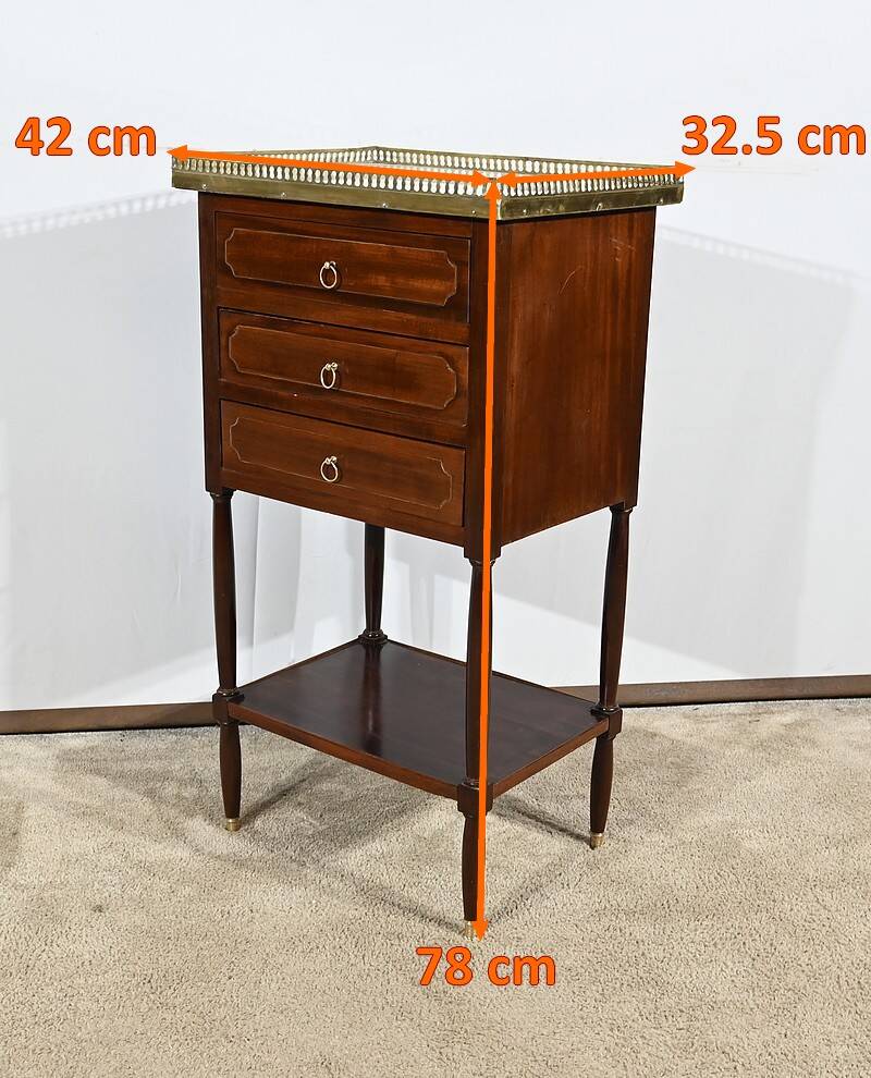 Small Chiffonnière Living Room Table in Mahogany, Louis XVI – 18th Century