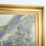 Oil Painting on Canvas with Motif of Chicken Farm and Fields