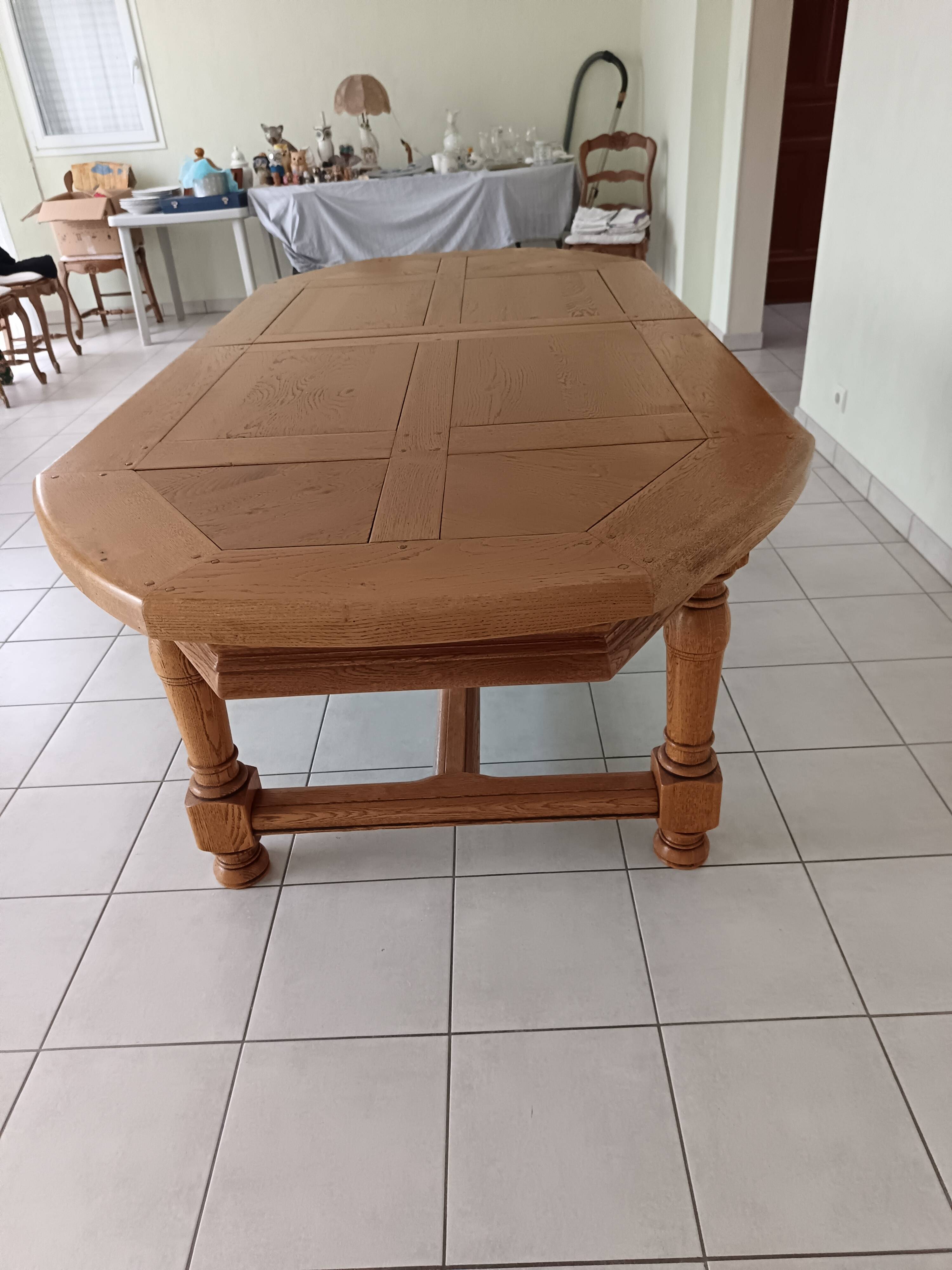 Golden oak dining table