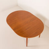 Henning Kjaernulf attributed extra large teak table with 4 inner leaves for Soro, Denmark 1960s
