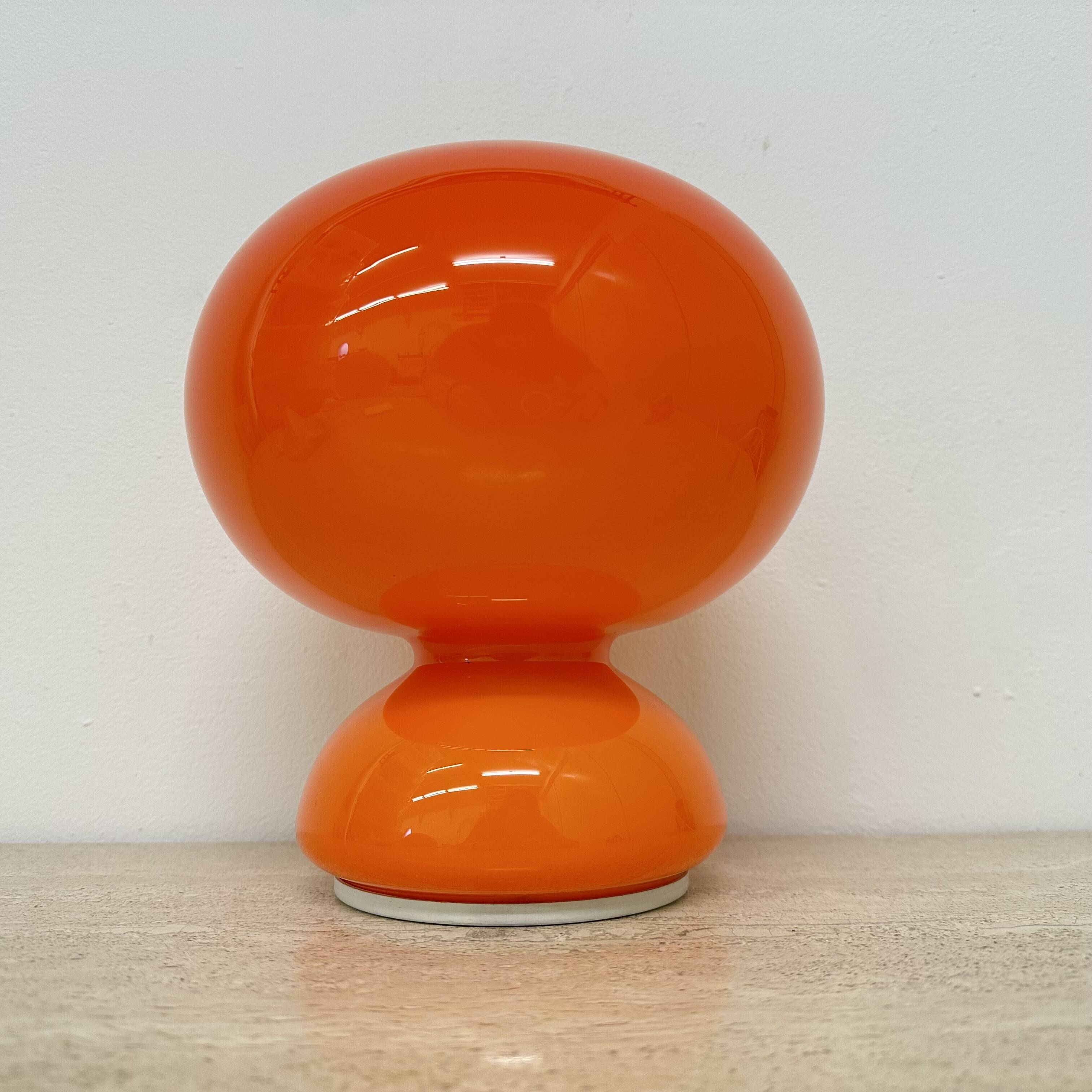 Space age orange glass table lamp , 1970s