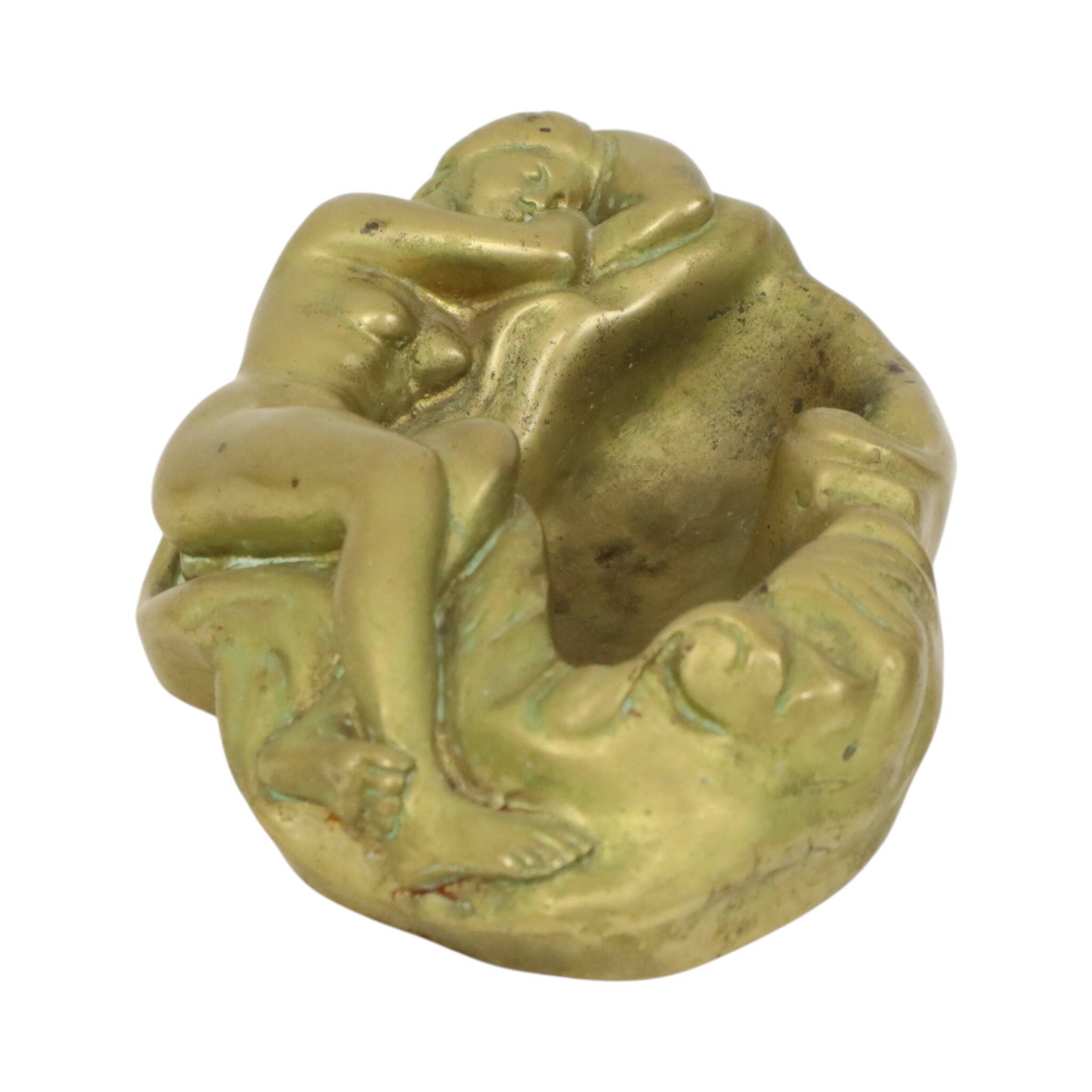 Vintage Brass Ashtray Vide Poche Female Nude