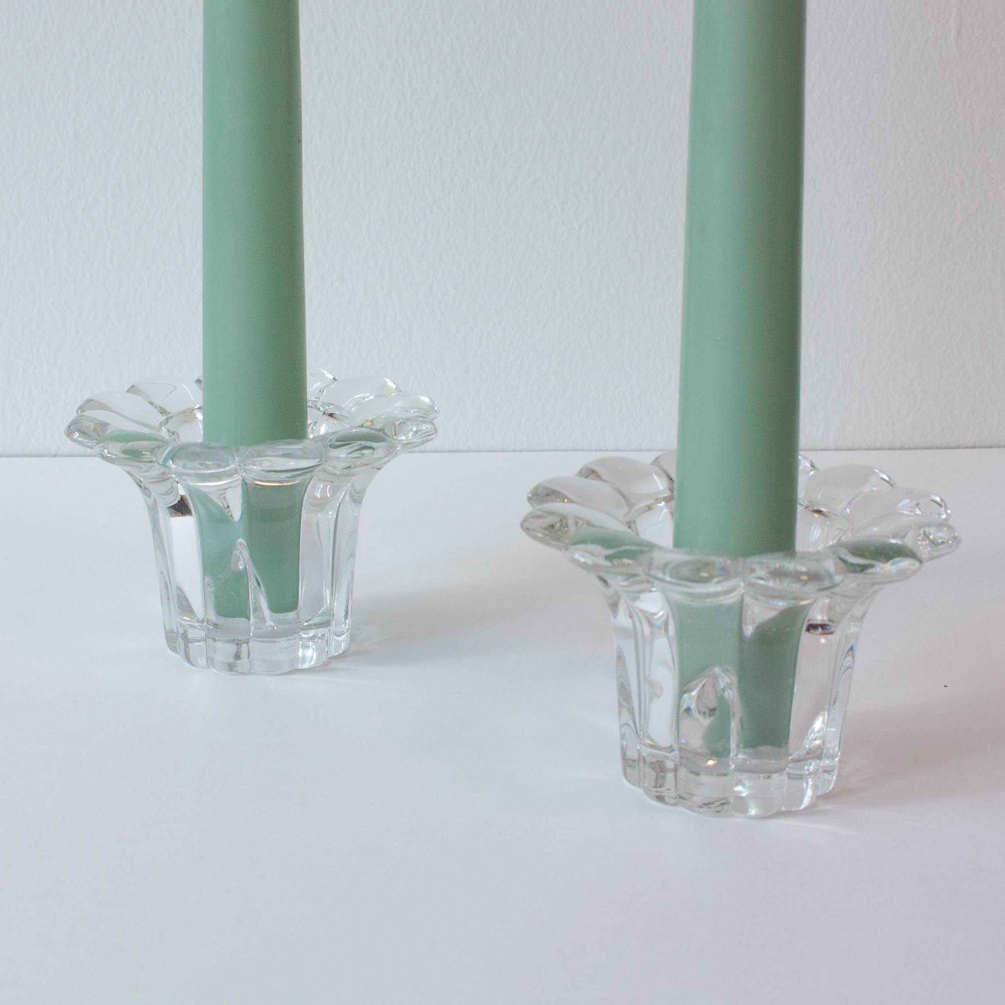 Vintage 1980s Reims-Style Glass Candle Holders