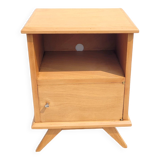 Vintage bedside table circa 1960 in raw wood