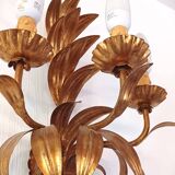Vintage Italian Florentine wall light in golden bronze metal 1970