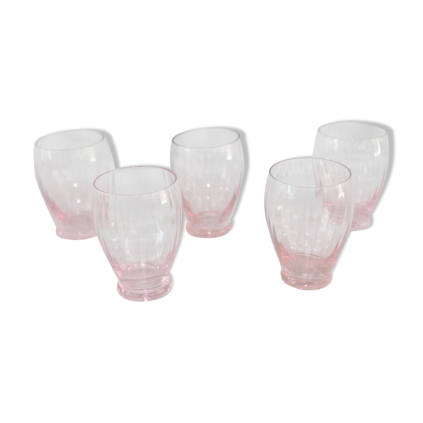 5 Old pink striped glasses