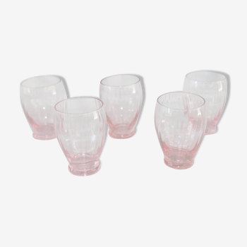 5 Old pink striped glasses
