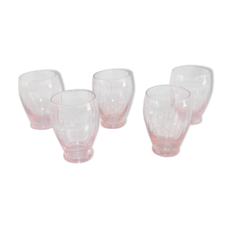 5 Old pink striped glasses