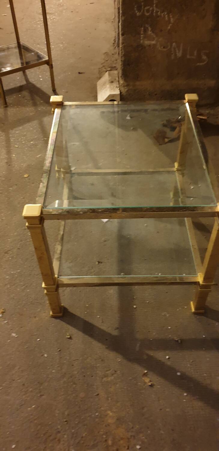 Brass and glass coffee table