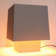 Grey metal cubic design lamp, coloured filters and Japanese signature.