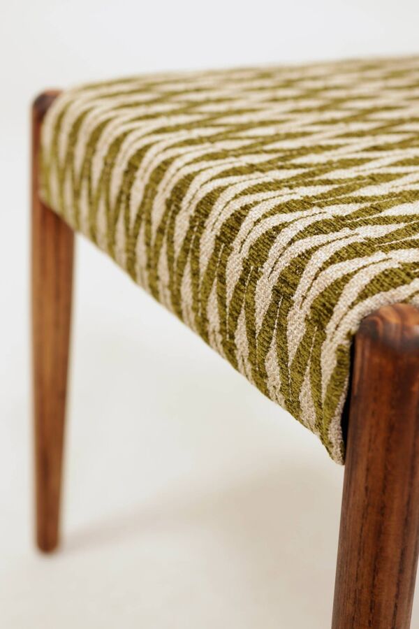 Ensemble de 2 chaises de salle à manger en bois massif, vert cendré, tissu jacquard.