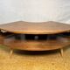Mid-Century Modern Jual Havana Walnut Corner TV Stand Elegant Walnut Finish
