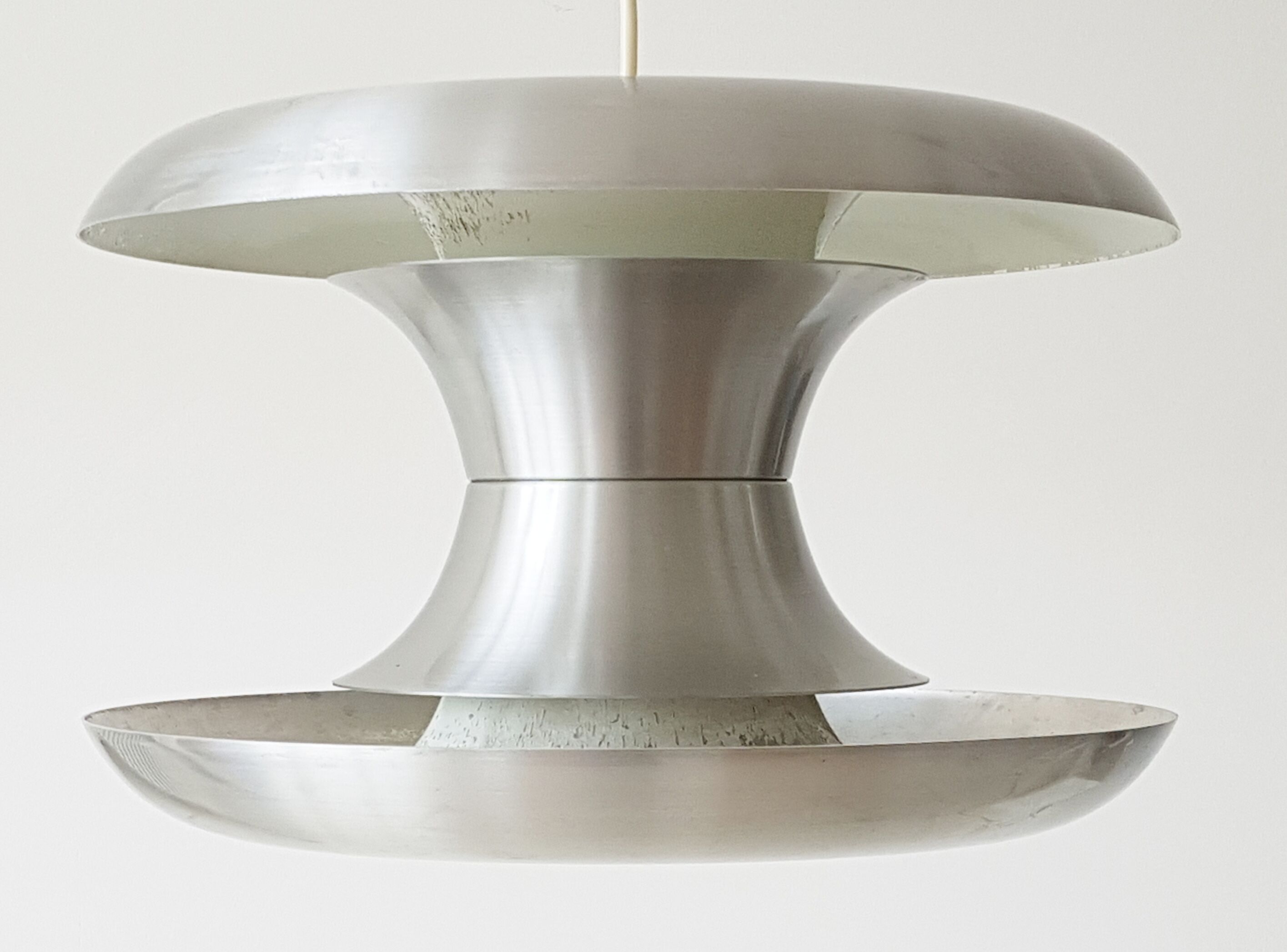 Scandinavian chandelier in brushed steel 1960