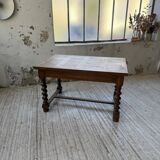 Paneled walnut desk with turned legs, 1900