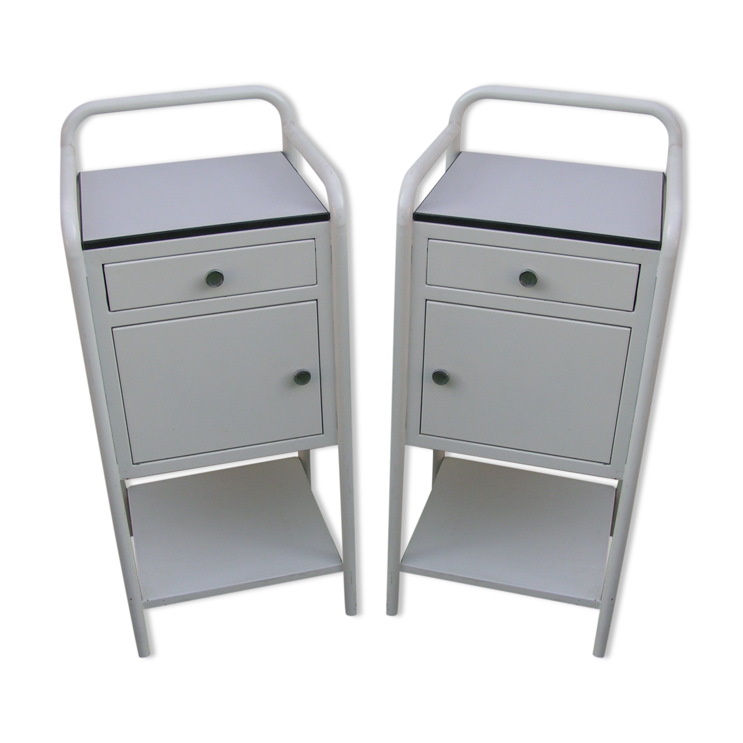 Pair metal nightstands  70s