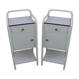 Pair metal nightstands  70s