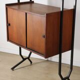 Vintage modular bookcase in wood and metal, Italy, 1960