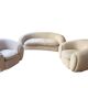 Curved sofa set "Polar Bear" called "Banana" in white boucle.
