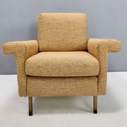 Pair of High-Quality Vintage Honey Yellow Fabric Armchairs, Italy