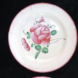 Set of 2 Plates in Faience de l'est pink red 19th LUNEVILLE / ST CLEMENT