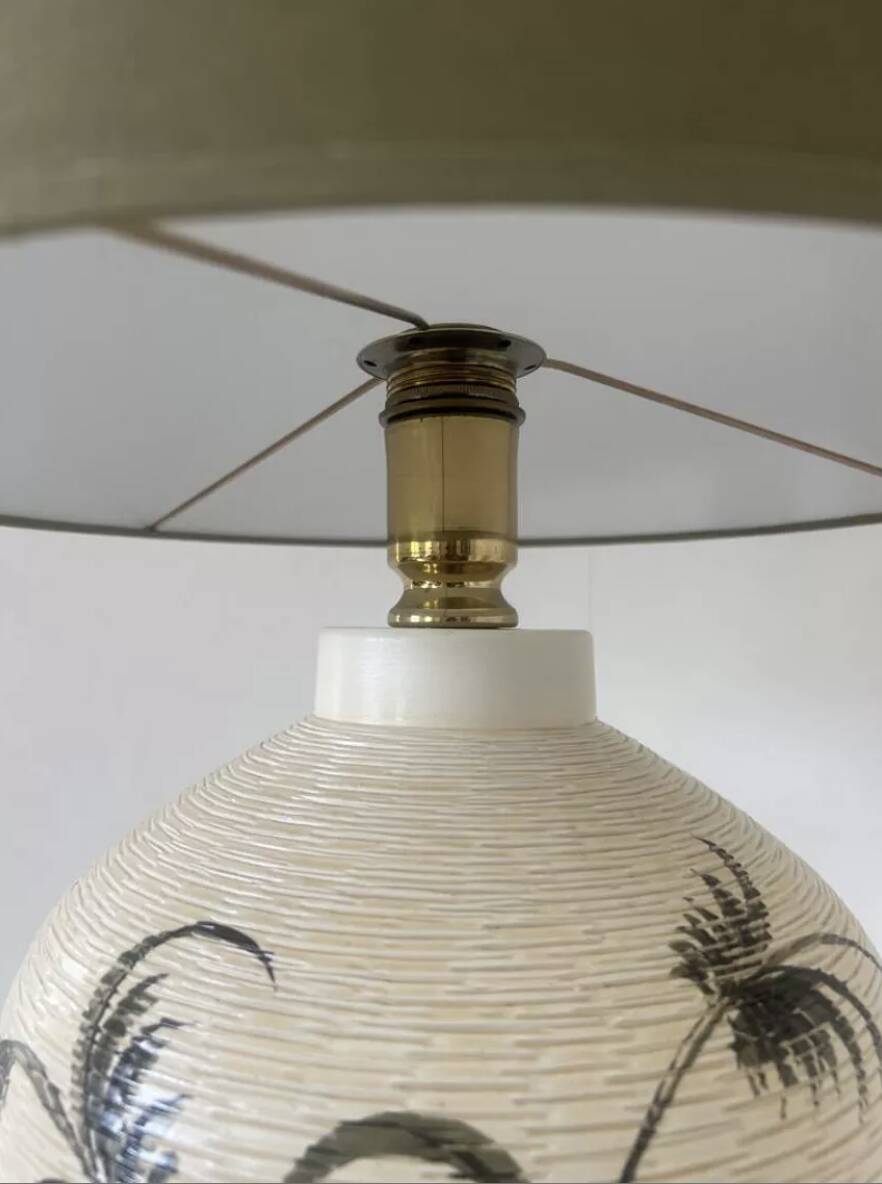 Mid-Century Modern Floral Ceramic Table Lamp