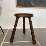 Vintage wood tripod stool turned