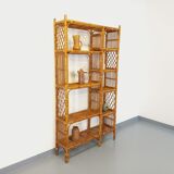 Bookcase vintage rattan shelf from the 60s
