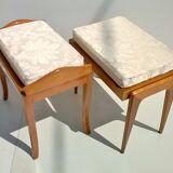 Art Déco beech ottomans made in Italy, orginals from 1940