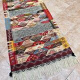Contemporary Kilim hallway runner: abstract Berber flatweave, wool